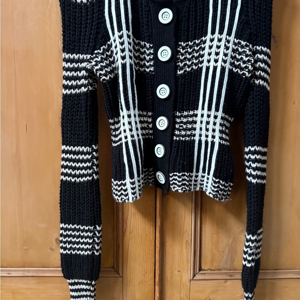 laureate lane Anthropologie Black and White Women's Sweater button down long - Picture 2 of 6